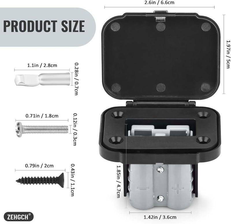 ZEHGCH 2PCS 12-36V Battery Quick Connect/Disconnect Electrical Connector Plug Kit with Flush Mount Dust Cover (Grey,50A 6AWG) - Image 5